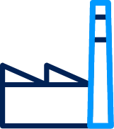 Manufacturing icon. Outline of a factory building